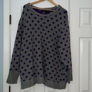 Gray & purple polka dot sweater